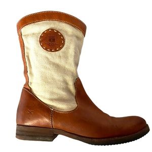 Frye Melissa leather & canvas riding boots 7 1/2